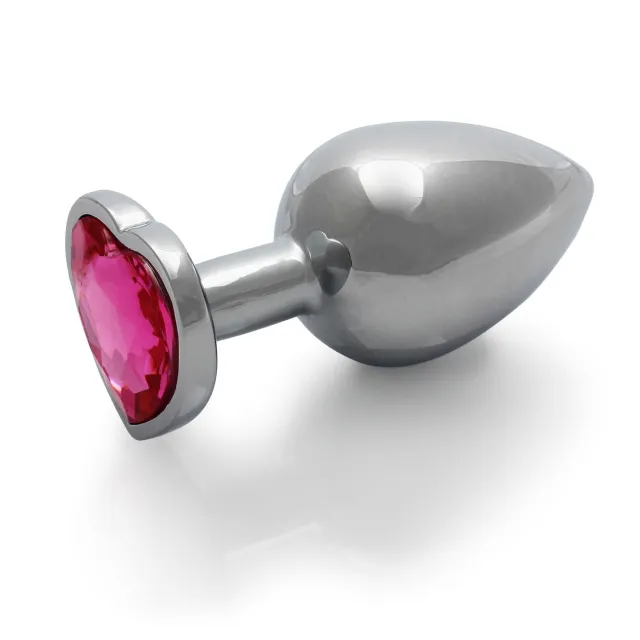 Ouch! Heart Gem Butt Plug - Korek analny, Srebro, 9.3 cm
