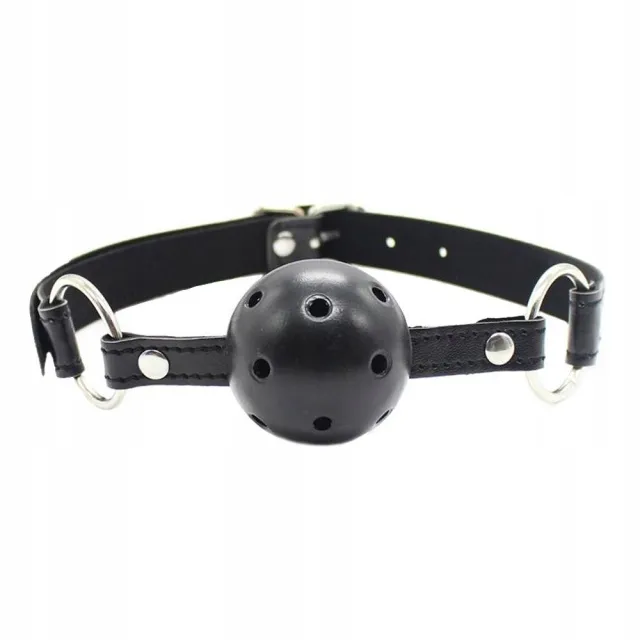 FETISH ADDICT Breathable Ball Gag - Knebel z kulką, Czarny, 63 cm