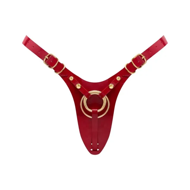 Трусики для страпона Strap-On-Me Leatherette Harness Fabulous, One Size (червоний)