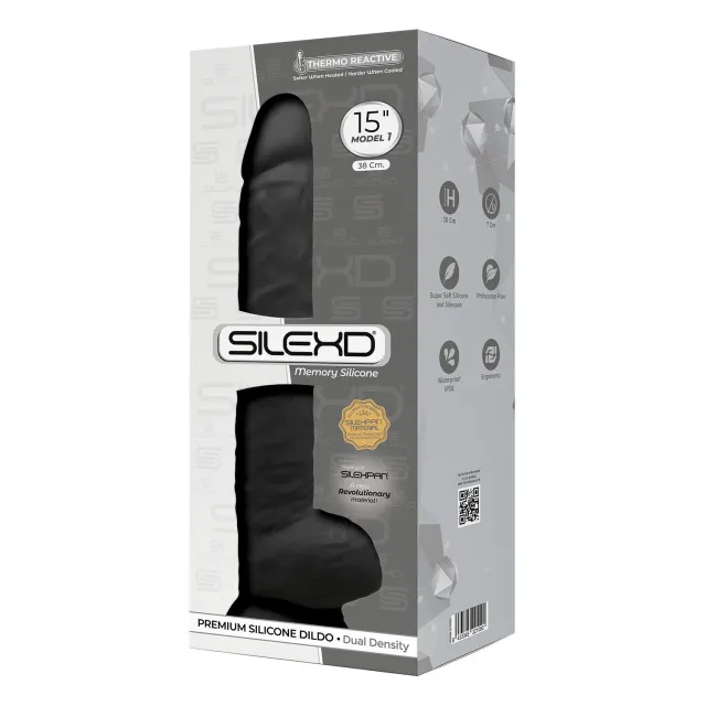 Silexd Premium Silicone Dildo Model 1 Size 15 - Dildo, Czarny, 38 cm