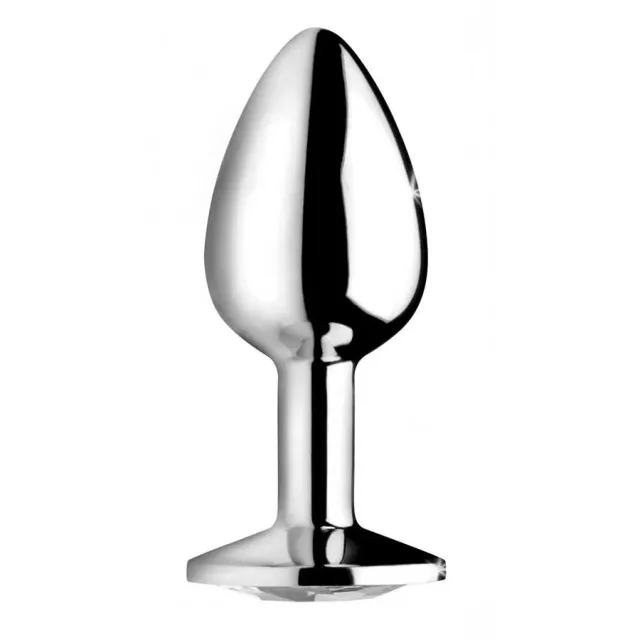 Анальная пробка Fantasy Silver Butt Plug Diamond S, 7 см (белый)