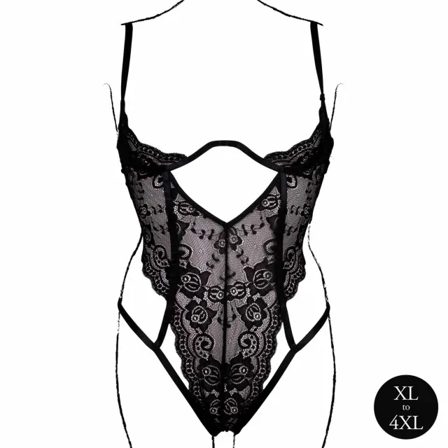 Боди Le Désir Lace Underwired Open Cup, Plus Size (черный)