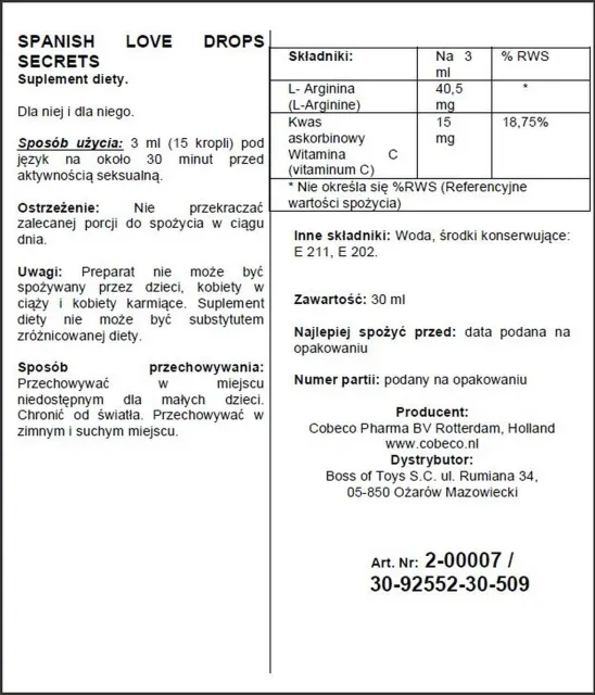 Краплі Cobeco Spanish Love Drops Secrets, 30 мл