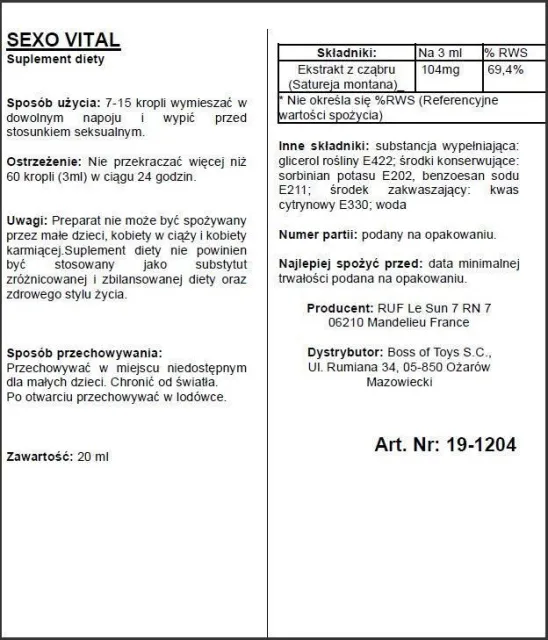 Збуджувальні краплі Ruf Aphrodict SexoVital, 20 мл, що збуджують
