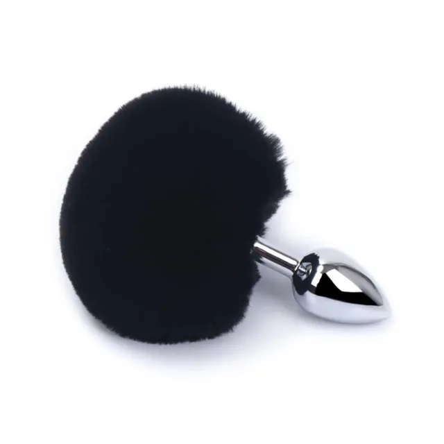 Анальная пробка Fantasy Butt Plug bunny tail, 7 см (черный)