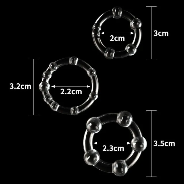Набор эрекционных колец LoveToy Triple Beaded Ring Set, 3 шт (прозрачный)