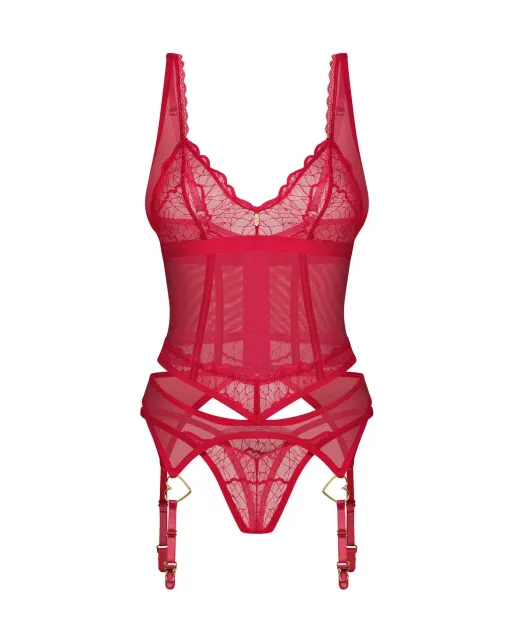 Эротический комплект Obsessive Cupide Desir, 2XL/3X (красный)