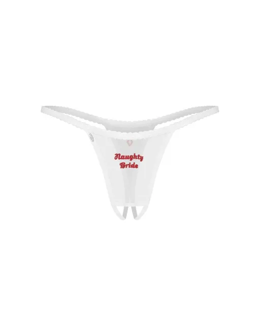 Стринги Obsessive Weddya Bride otwarte, 2XL/3XL (белый)