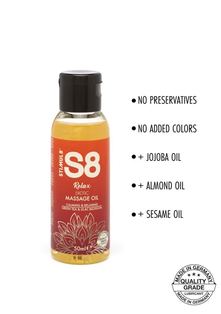 Массажное масло S8 Massage Oil Green Tea & Lilac Blossom, 50 мл