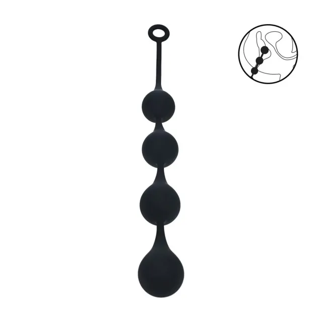 Shots Waterdrop Silicone Anal Balls - Kulki analne, Czarny, 49 cm