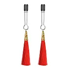Затискачі для сосків з пензликами LoveToy Glamor Tassel Nipple Clamp, 14 см (червоний)