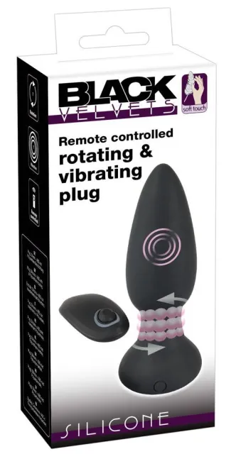 Анальна пробка Black Velvets Rotating & Vibrating Plug, 14 см (чорний)