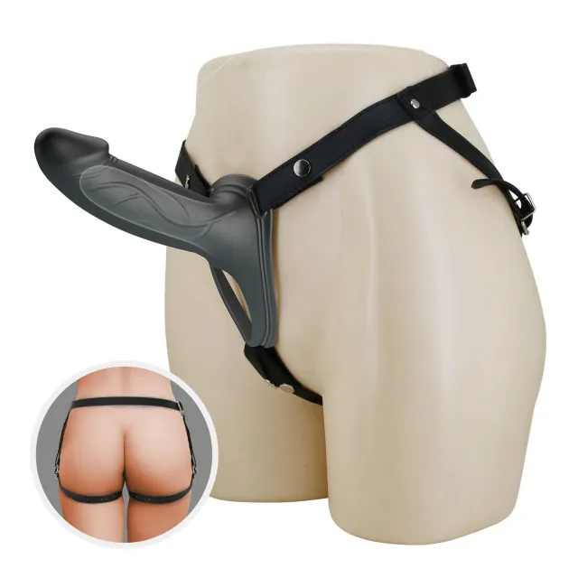 Полый страпон Pretty Love Strap-On Harness Hollow, 25 см (черный)