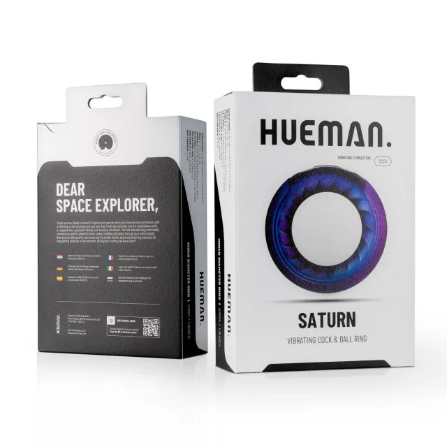Hueman Saturn Vibrating Cock And Ball Ring - Pierścień erekcyjny, Fioletowy, 8, 5 cm
