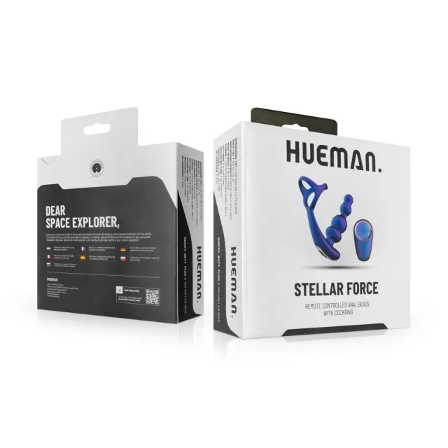 Анальная пробка с эрекционным кольцом Hueman Stellar Force, 10 см (синий)
