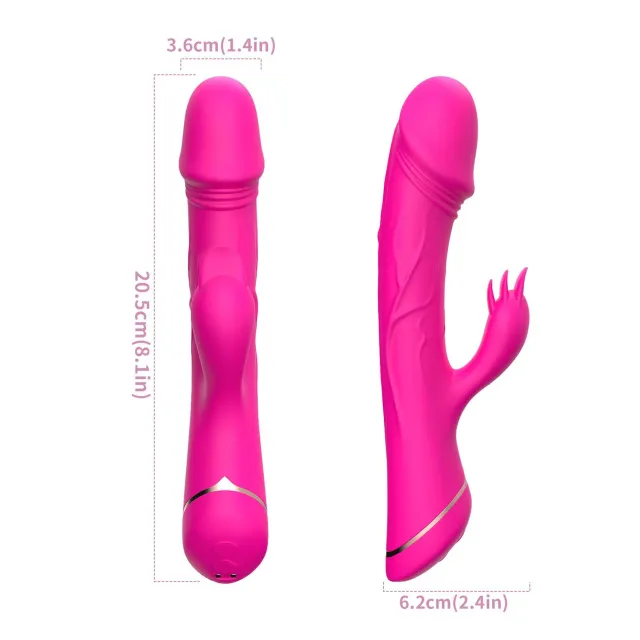 B - Series Joy Rubberco - Wibrator królik, Różowy, 20.5 cm