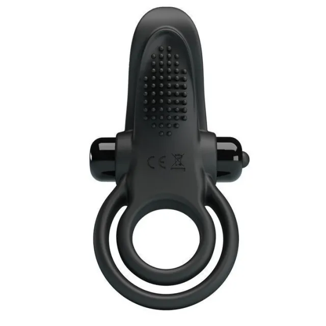 Pretty Love Vibro Penis Ring - Pierścień erekcyjny na penisa z wibracją, Czarny, 11, 3 cm