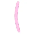 Двосторонній фалоімітатор RealRock Crystal Clear Double Dildo 13'', 34 см (рожевий)