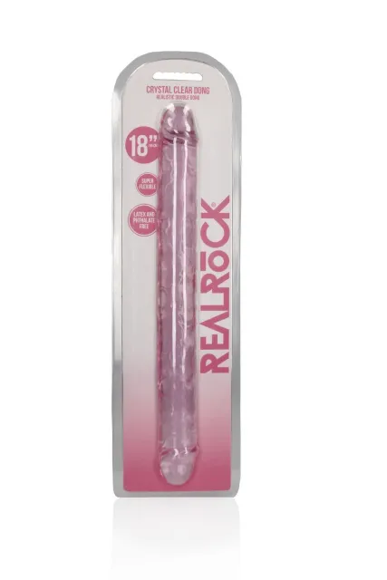 Двухсторонний фаллоимитатор RealRock Crystal Clear Double Dildo 18'', 45 см (розовый)