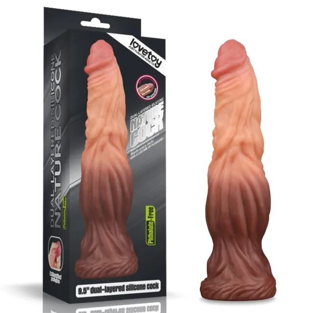 Фаллоимитатор Dual-Layered Silicone 9.5" Nature Cock, 24.5 см (коричневый)