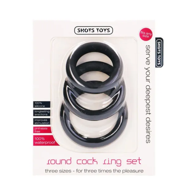 Набор эрекционных колец ShotsToys Round Cock Ring Set, 3 шт (черный)