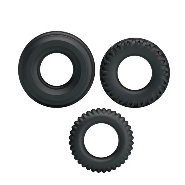 Набор эрекционных колец Baile Three Cock Rings, 3 шт (черный)