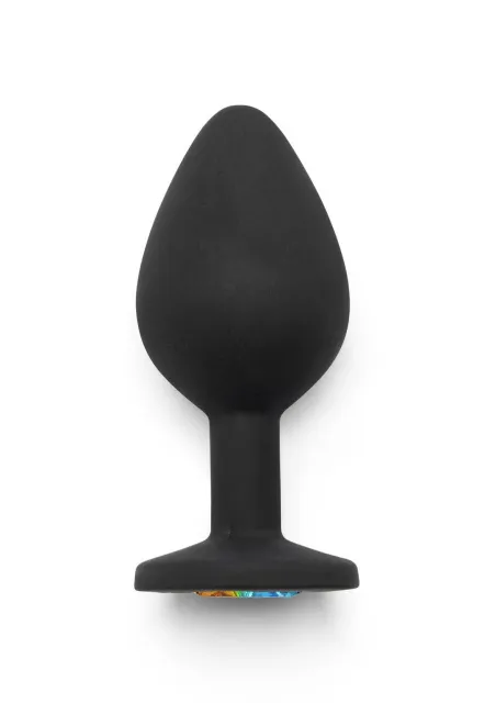 Анальная пробка с кристаллом ToyJoy Rainbow Booty Jewel Medium, 8 см (черный)