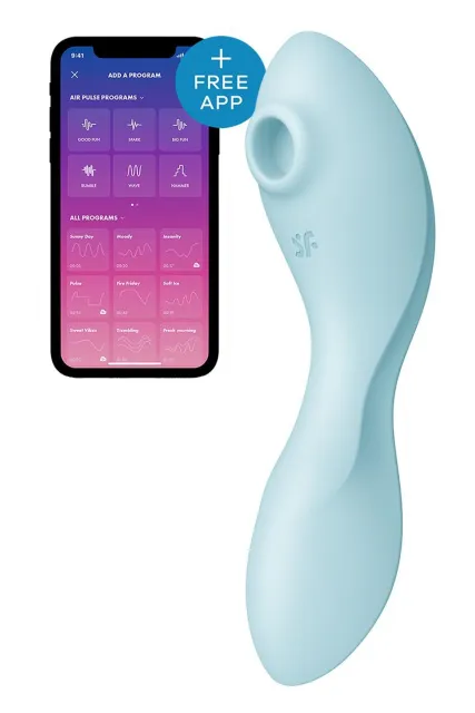 Вакуумный стимулятор клитора с вибрацией Satisfyer Curvy Trinity 5+ (голубой)
