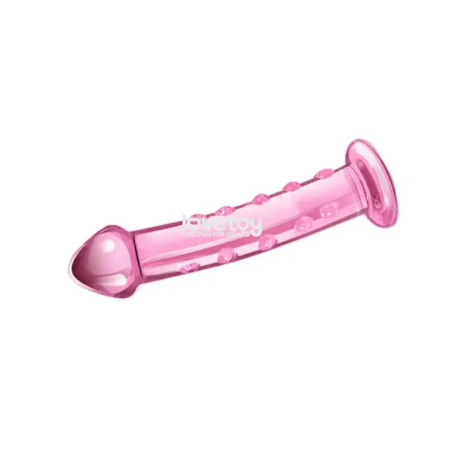 Скляний фалоімітатор LoveToy Glass Romance, 19 см (рожевий)