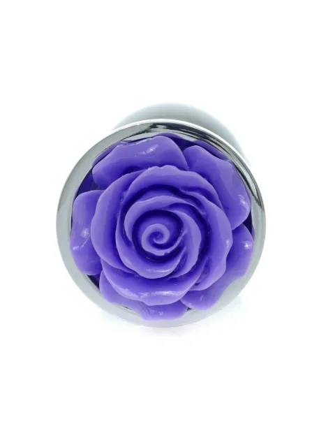 Металлическая анальная пробка Boss Jewellery Silver Plug Rose, 9 см (фиолетовый)
