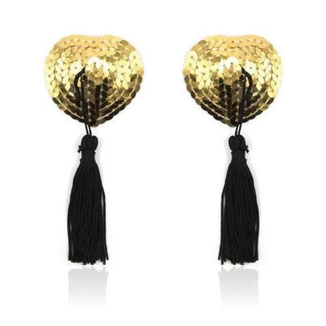 Зажимы для сосков Toyz4lovers Heart Shine Nipples Tassels (золотистый)