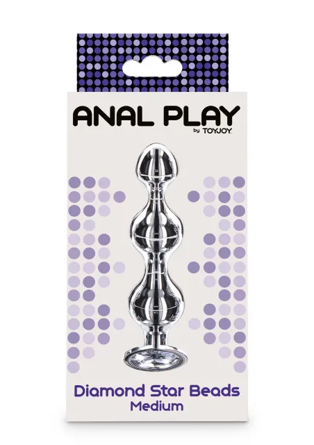 Анальный стимулятор Anal Play Diamond Star Beads M, 11.7 см (серебристый)