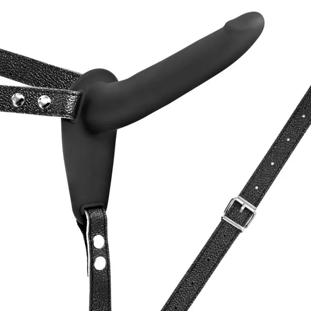 Страпон з вібрацією Fetish Tentation Vibrating Strap-On With Double Dildo, 15 см (чорний)