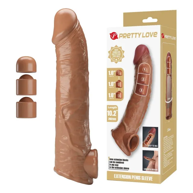 Насадка на пенис Pretty Love Extension Penis Sleeve, 26 см (коричневый)