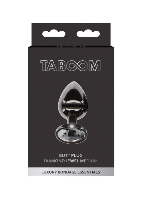 Taboom Butt Plug With Diamond Jewel M - Korek analny, Czarny, 8.2 cm, M