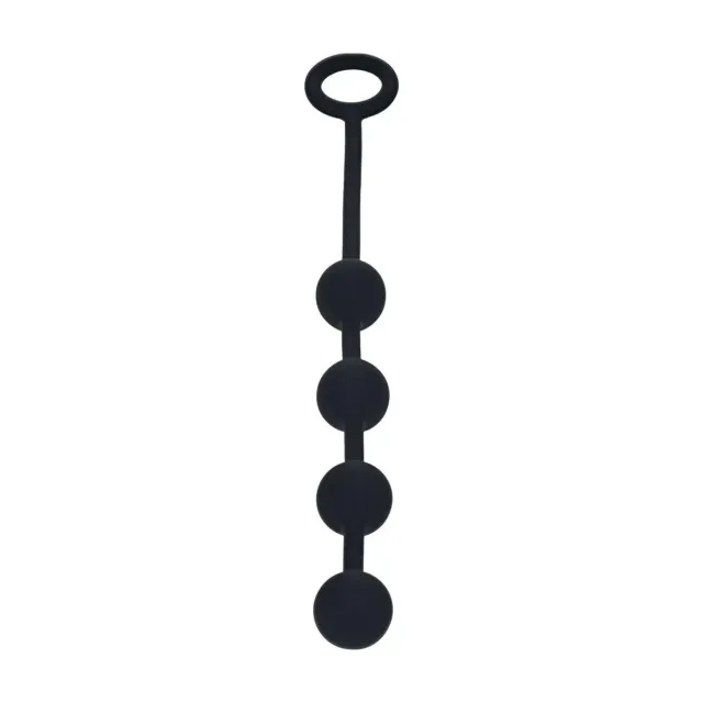 Shots Round Silicone Anal Balls - Łańcuszek analny, Czarny, 23 cm