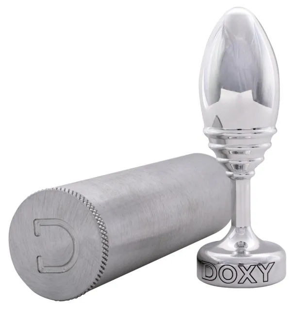 Анальная пробка Doxy Ribbed Butt Plug, 11 см (серебристый)