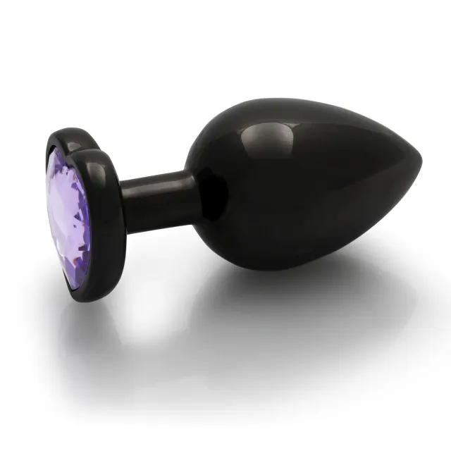 Анальная пробка Ouch! Heart Gem Butt Plug Small, 6.9 см (черный)