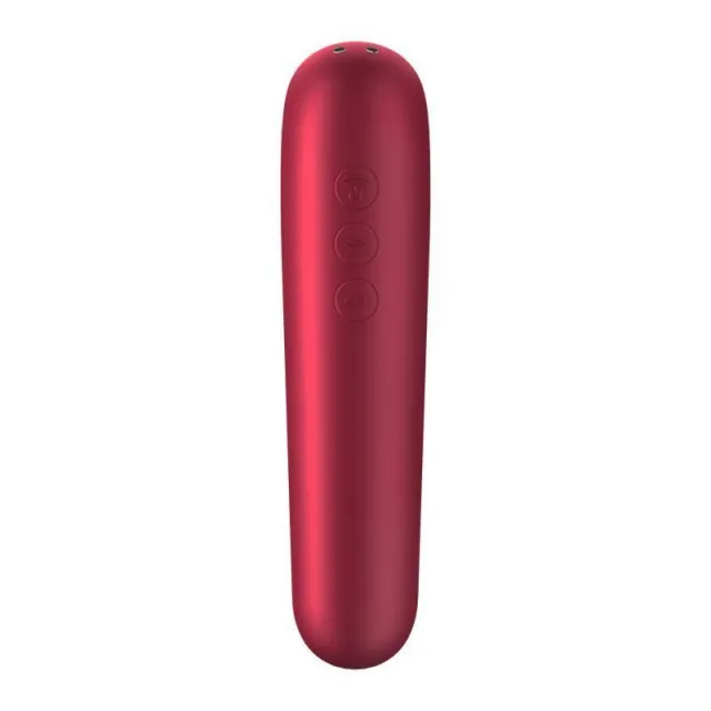 Вакуумный стимулятор клитора с вибрацией Satisfyer Dual Love (красный)