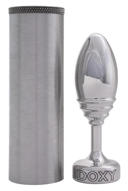 Анальная пробка Doxy Ribbed Butt Plug, 11 см (серебристый)