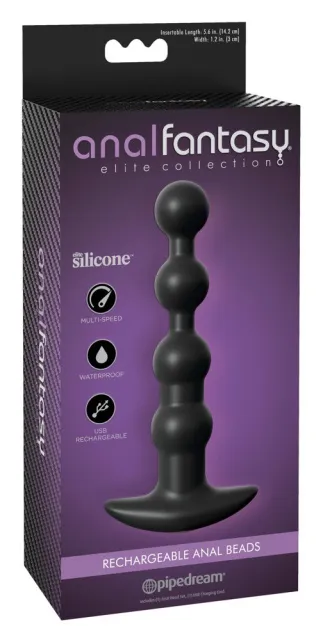 Pipedream Anal Fantasy Elite Collection Rechargeable Anal Beads - Korek analny, Czarny, 17 cm