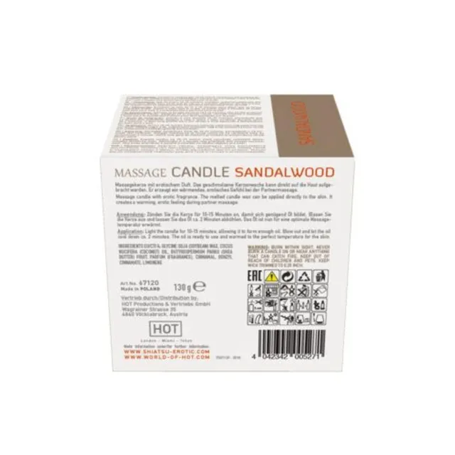 Массажная свеча Hot Shiatsu Massage Candle Sandalwood, 130 г