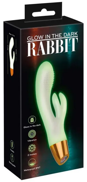 You2Toys Glow In The Dark Rabbit - Wibrator królik, Biały, 19.5 cm