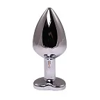 Fantasy Silver Butt Plug Heart-Shaped M - Korek analny, Czarny, 8 cm, M