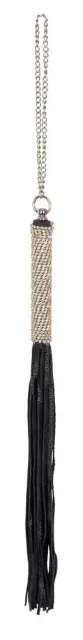 Bad Kitty Mini Whip Rhinestones - Pejcz, Czarny, 40 cm