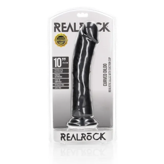 Фаллоимитатор RealRock Curved Realistic 10", 28 см (черный)