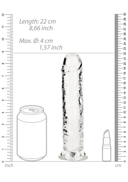 Фаллоимитатор RealRock Crystal Clear 8'', 22 см (прозрачный)