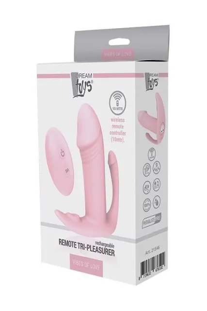 Вибратор Vibes Of Love Remote Tri-Pleasurer, 8,5 см (розовый)