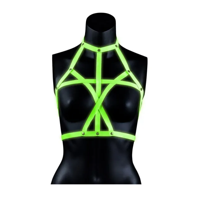 Портупея-бюстгальтер Ouch! Glow in the Dark, L/XL (неоново-зелёный)
