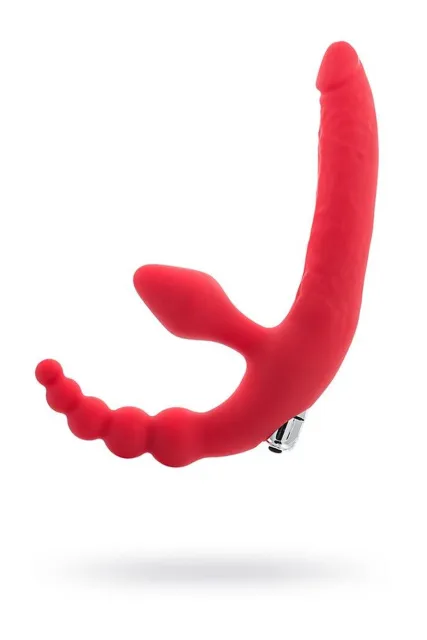 Безремневой страпон Toyfa Black&Red с виброяйцом, 35 см (красный)